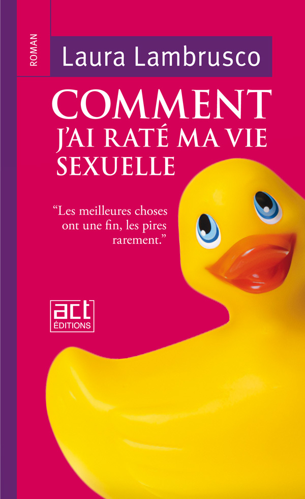 Un jouet en forme de canard vibreur, jaune sur fond pourpre. Il semble rigoler